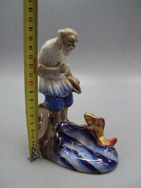 Vieil homme et un poisson rouge conte de fées GZHEL figurine en porcelaine...