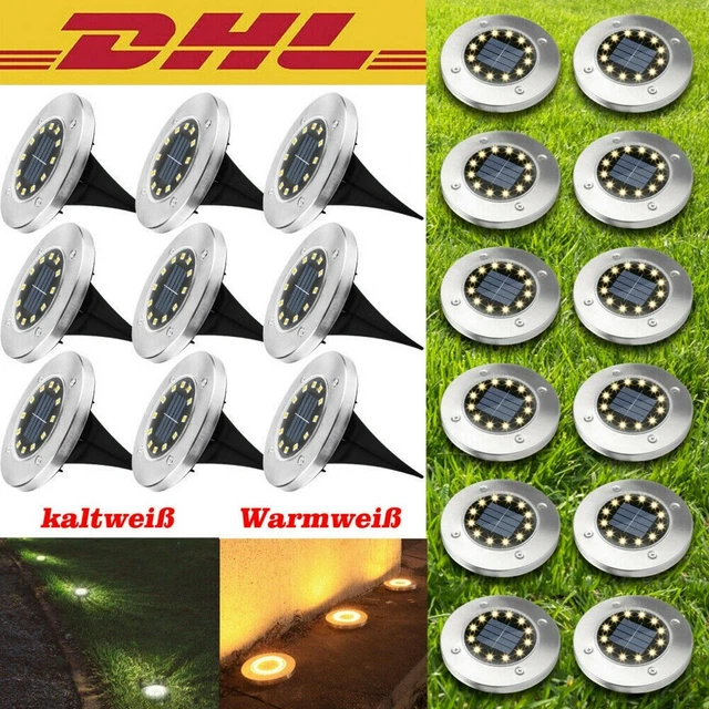 12LED Lampe Solaire Jardin Éclairage Géothermique Luminaire de Jardin