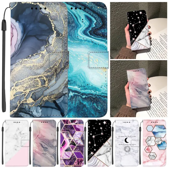 Marble Phone Case for iPhone 15 Plus 14 13 11 XR 12 SE Flip Wallet Leather Cover