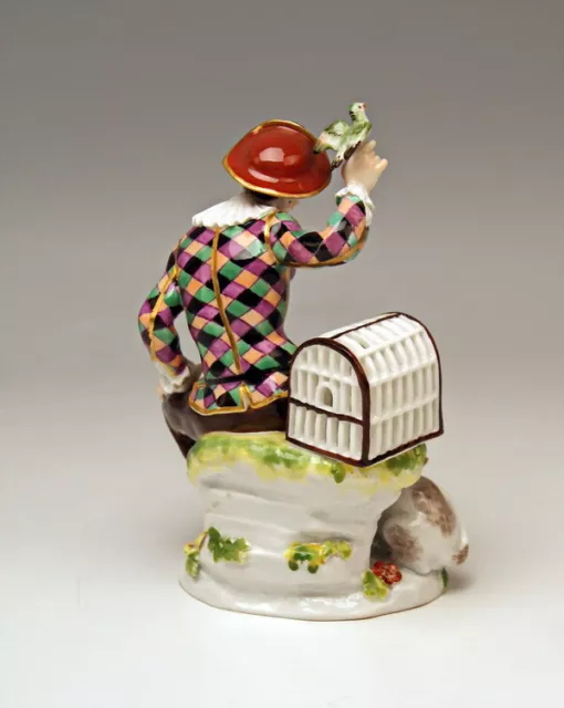 Meissen Harlekin Figur Vogel Katze Harlequin Bird Cat Eberlein Nr: 456 Um 1880 3