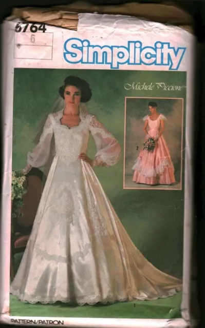 6764 Vintage Simplicity SEWING Pattern Misses Wedding Dress Gown Piccione OOP 6