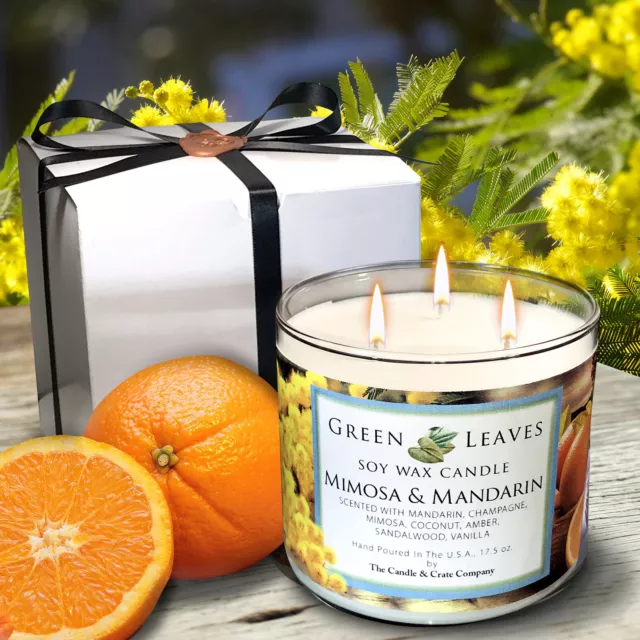 Mimosa And Mandarin Scented Soy Wax Candle, Freshly Handmade When You Order!