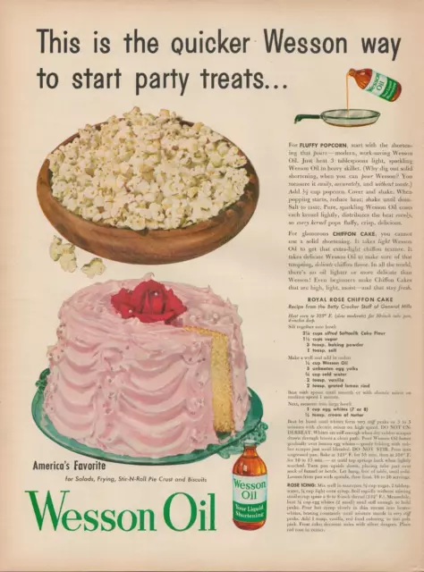 1953 Wesson Oil This Is The Quicker Way To Start Party Treats Popcorn Print Ad