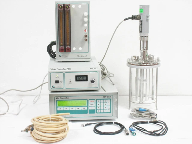 Applikon System Adi 1030 Control 1032 Stirrer P100 Motor & 3L Bioreactor Vessel