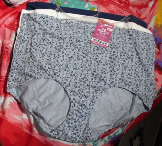 3 NEW OLGA/WARNER'S Gs8943O Blfl No Muffin Top Cotton Brief Panties 3Xl/10  $17.99 - PicClick