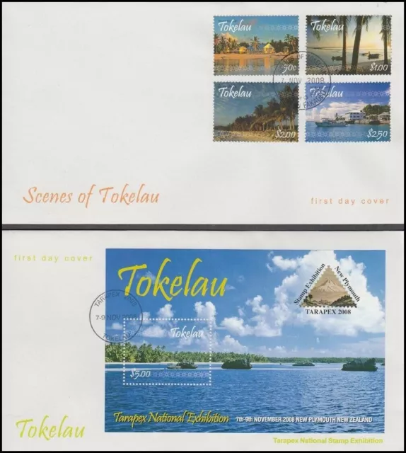 TOKELAU ISLANDS 2008 FDC SCENES OF TOKELAU SET (x4) & M/S (ID:181/D57517)