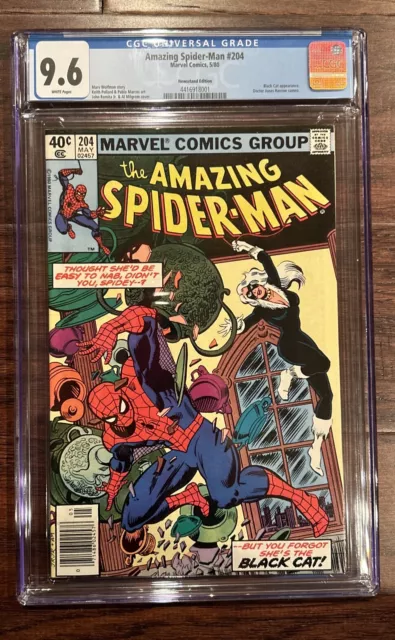 Amazing Spider-man #204 CGC 9.6 NM+ NEWSSTAND Blackcat Marvel 1980