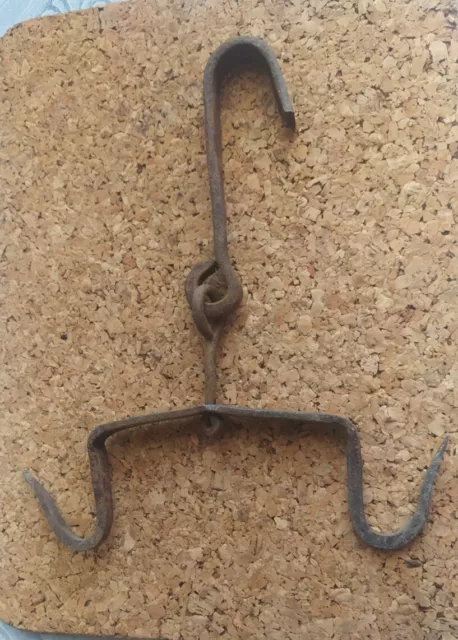 Old 1800's  Hand Forged WROUGHT Iron Hook HANGER Hunting Farm TOOL