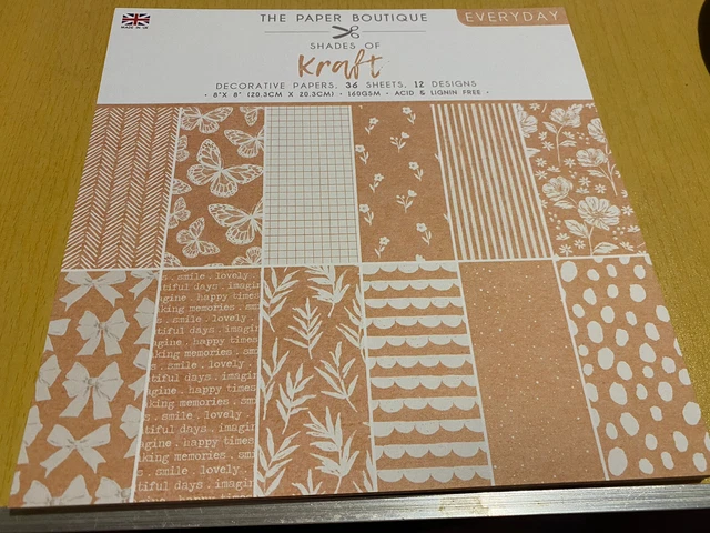 The Paper Boutique - Shades Of Kraft Decorative Papers - 36 8x8 Sheets - New