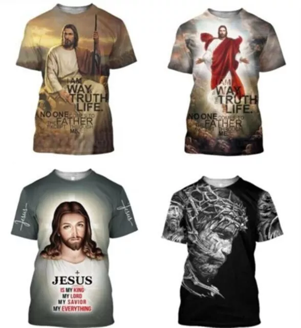 God Jesus Love Christian 3D Print Womens Mens Casual Short Sleeve T-Shirts Tops