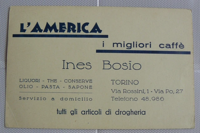 Torino " Ines  Bosio " Drogheria_Caffe' " L ' America " Antica  Cartolina  Nuova