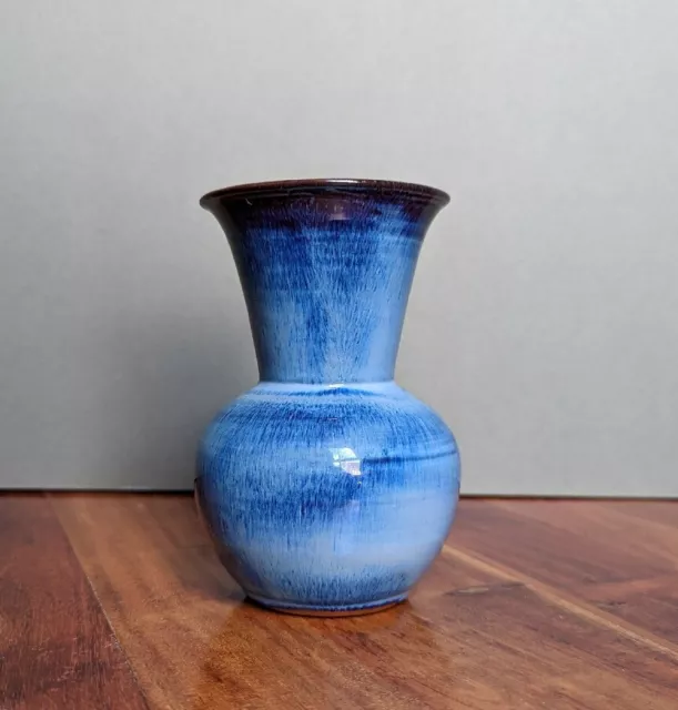 Handmade Studio Art Pottery Cobalt Blue Glaze Ceramic Bud Vase