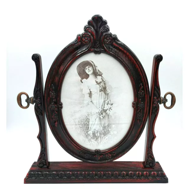 Victorian Style Oval Standing Frame  Design Deep Dark Cherry Color Vintage