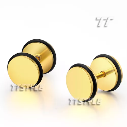 TTstyle 8mm Surgical Steel Round Fake Ear Plug Earrings 5 Colours A Pair NEW