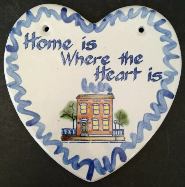 Louisville Stoneware  Home Is Where The Heart Is  Ceramic Wall Plaque