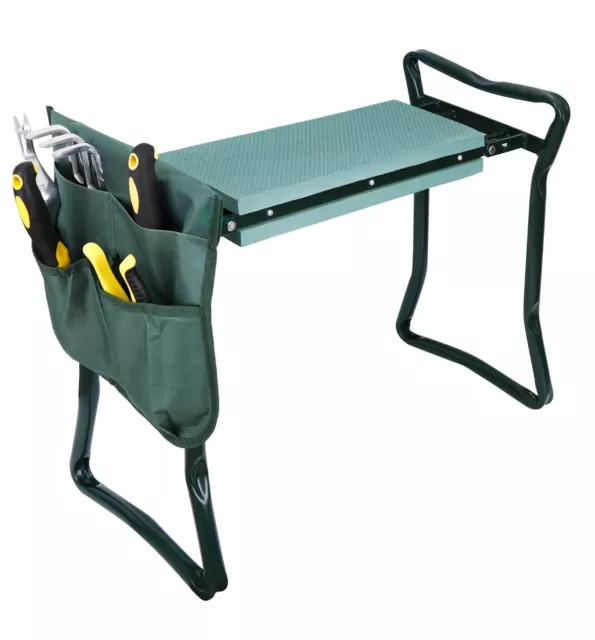 Foldable Garden Kneeler Kneeling Bench Stool Soft Cushion Seat Pad & Tool Pouch