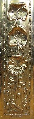 Old Brass Door Push Plate Ornate High Relief Floral Stems Art Nouveau Repousse