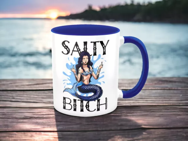 Salty B*tch Mermaid alternative mug - wild swimming/ocean lover/goth/tattoos