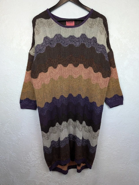 Robe Pull Vintage Benetton - Laine Motif Argyle - Taille M - Années 90 - Parfait État