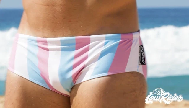 SALE Aussiebum Authentic "Lowrider Awning Stripe" Brazilian Square Cut Swimsuit