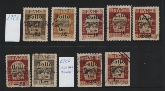 Italy - Revenue  Fiume  Marche Da Bollo- 1921 Marche Fiume  Lotto 7 Valori