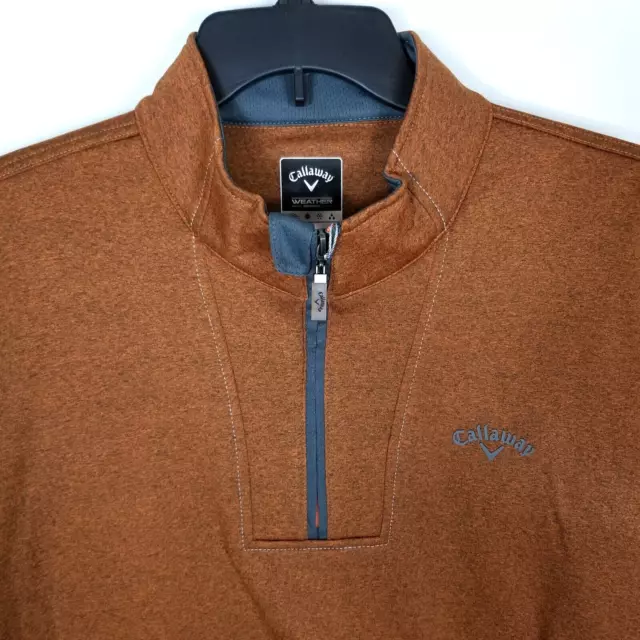 Callaway Men Zip Neck Fleece Golf Pullover Size 2XL  Burnt Orange Jacket 3