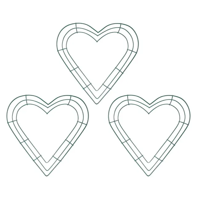 3 Pack Heart Metal Wreath 12 Inch Heart-Shaped Wire Wreath Frame for Home W T1C3