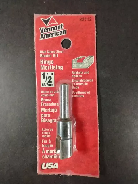 Vermont American 22112 1/2" Hinge HS Steel Hinge Mortising Router Bit NEW