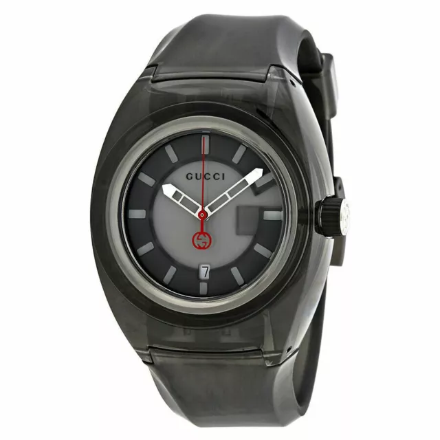 New Gucci Sync XXL YA137111 Black/Gray Rubber Band Gray Dial Unisex Watch