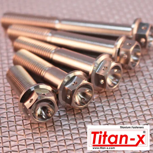 M8 Titanium Hex Drilled Head Flange Bolt, 15mm to 100mm length 1.25 thread pitch