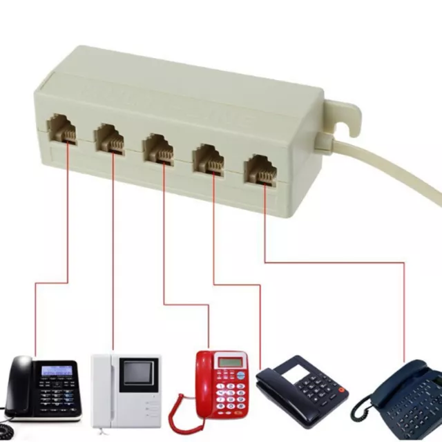 RJ11 jack 5 way outlet telephone modular line splitter plug adapter Fad H-hq