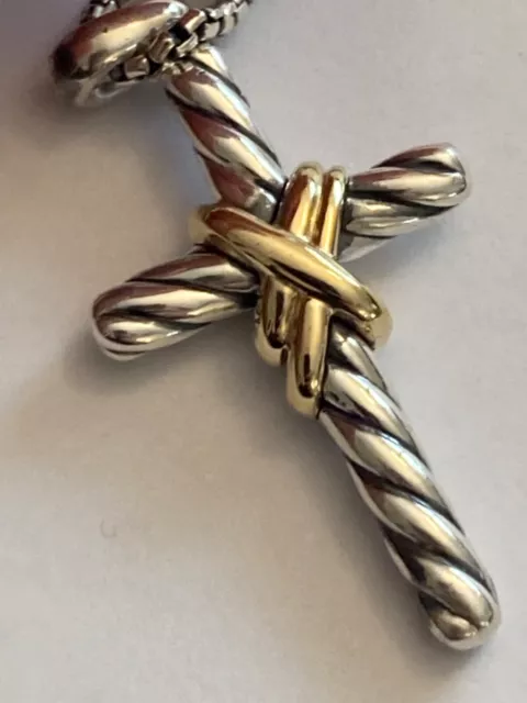 Previously Used  David  Yurman X collection925 Sterling Silver & 14K Gold Cross