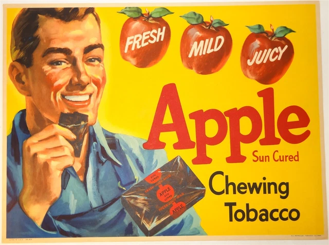 1949 R. J. Reynolds Apple Sun Cured Chewing Tobacco Paper Poster Sign No.  859 $148.00