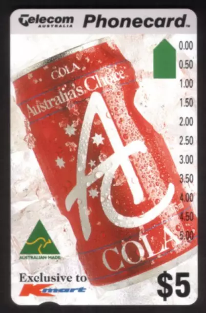 AC Cola 1993 Edición Australia's Elección Exclusivo A k-Mart Mint Teléfono Carta