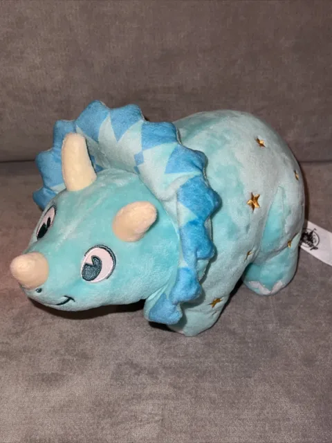 Disney World Animal Kingdom Dinoland  Blue Triceratops Dinosaur Plush Toy 10”