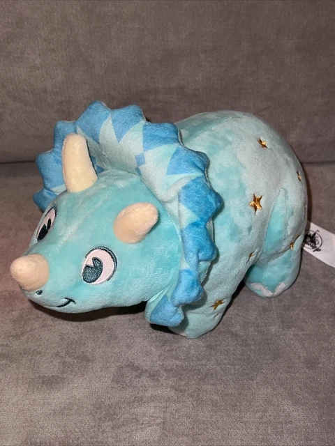 Disney World Animal Kingdom Dinoland  Blue Triceratops Dinosaur Plush Toy 10”