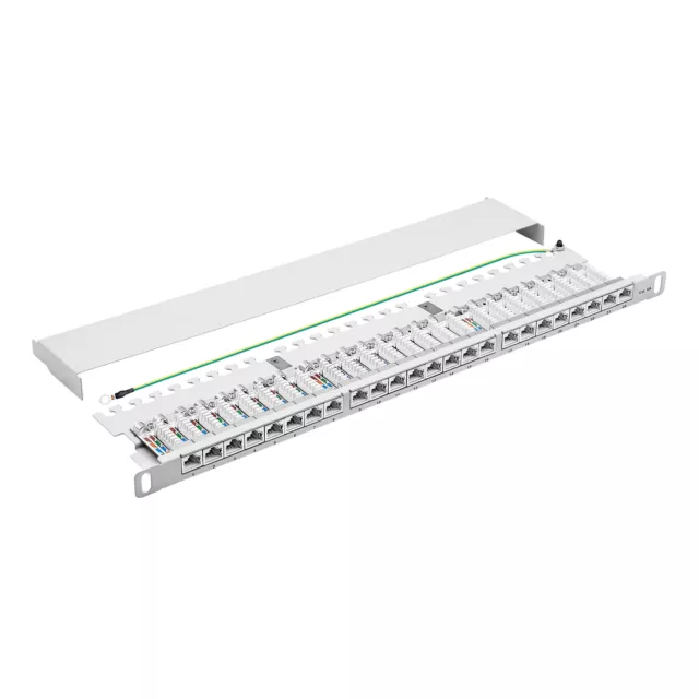 Patchpanel Patchfeld Cat.6A 19 Pouces 24 Port 0,5HE RJ45 10GB Lan Protégé Gris 3