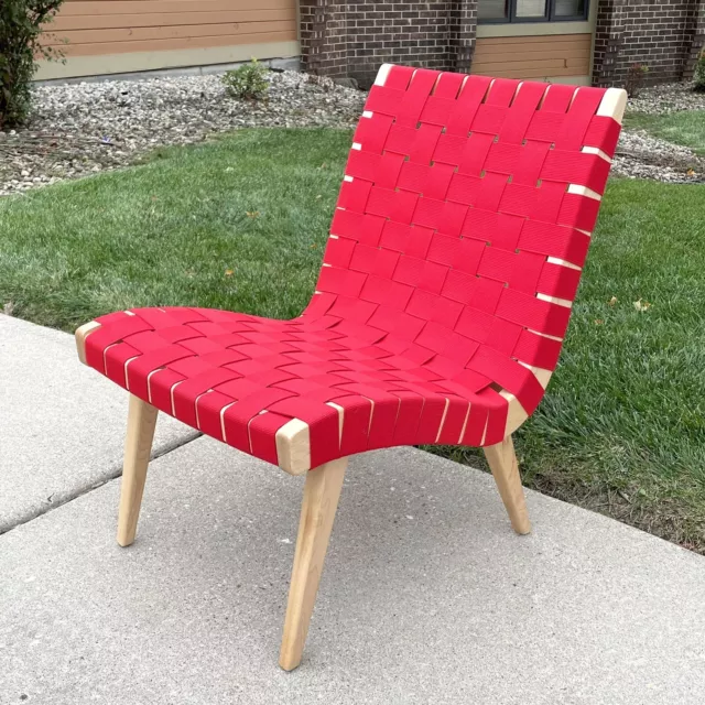 Jens Risom KNOLL Lounge Chair Red Mid Century Modern Mod Webbing 50s 60s OC23