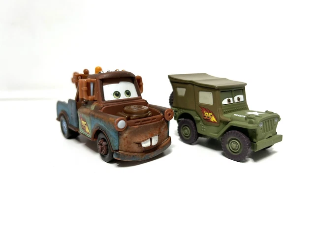 MATTEL DISNEY PIXAR Cars 2 Race Team Mater Tow And Jeep Diecast Toys 1: ...