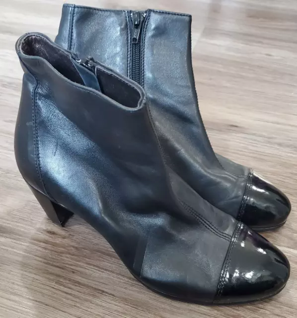 AGL Attilio Giusti Leombruni Women 36.5  Black Lamb Leather Ankle Bootie Heel