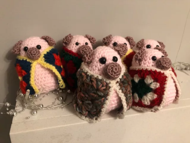 Handmade crochet pigs in blankets unique unusual Christmas present secret santa!