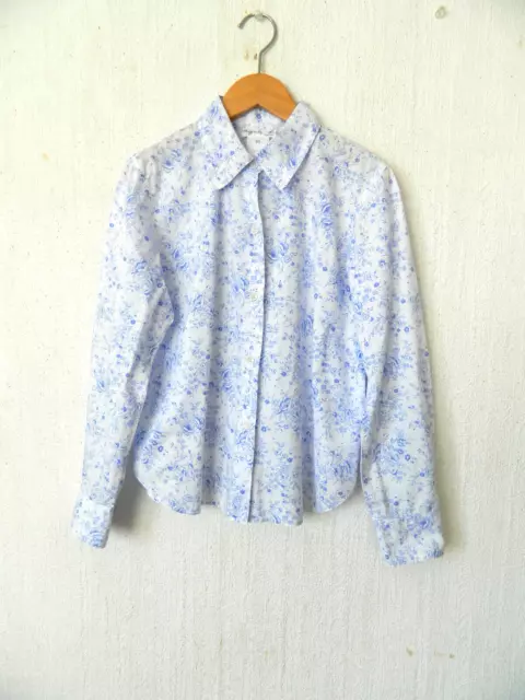agnès b ancienne jolie chemise petites fleurs bleues printanières