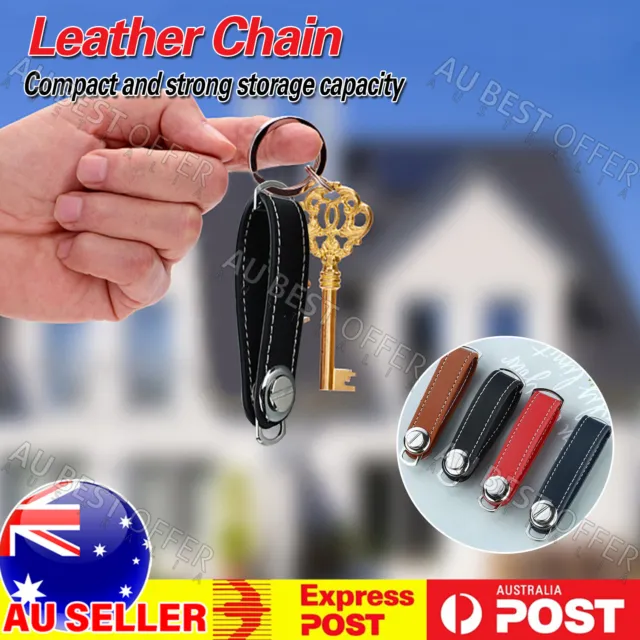 Leather Smart Key Holder Organizer Clip Compact Folder Keychain Duration AU