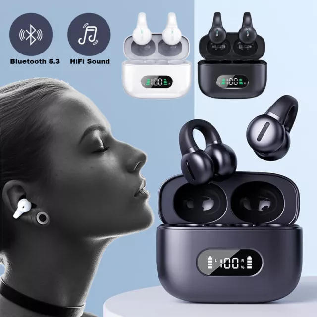 TWS Bluetooth Wireless Earbuds Ear Clip Headphones Bone Conduction Sport Headset