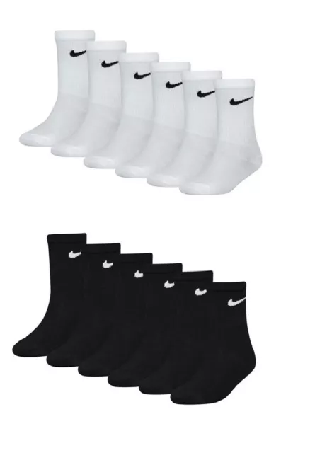 Nike 3 Pair Lightweight Cotton Crew Socks Sports Socks Child/Junior Sizes 6-1 Uk