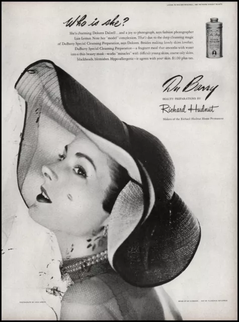 1950 Dolores Dalzell model photo Du Barry by Richard Hudnut retro print ad  LA30