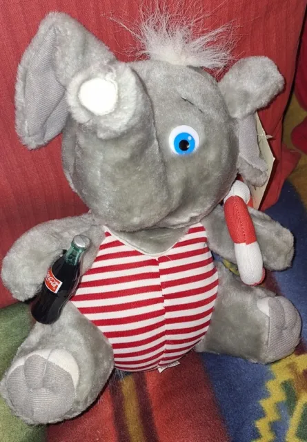 VTG Coca Cola 10" PLUSH  Elephant w/Coke & Lifesaver Lifeguard  1993