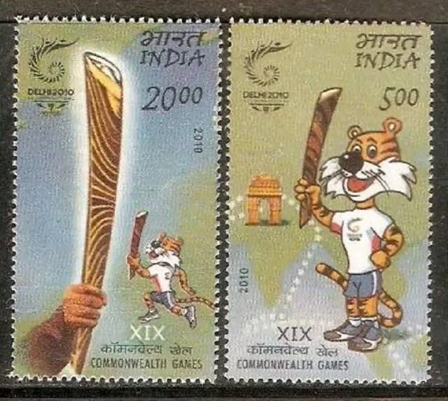 India 2010 Set/2 Stamp Xix Commonwealth Games .Mnh