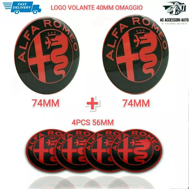 Kit Fregi Stemma Adesivi Alfa Romeo Giulietta 159 Brera Logo Fregio Nero 7 Pezzi