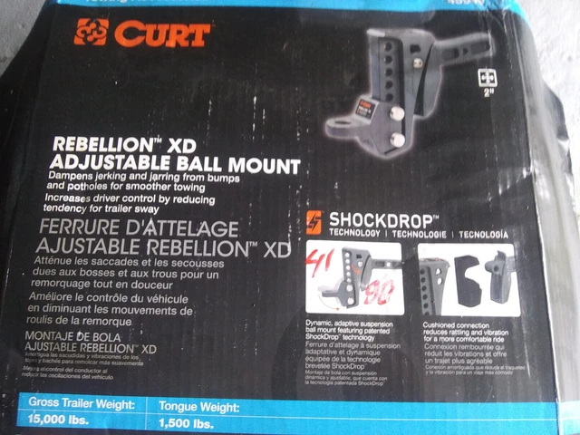 CURT 45949 Rebellion XD Adjustable Cushion Hitch Ball Mount, New, No Reserve!